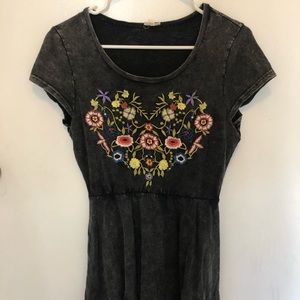 Black dress with floral heart pattern